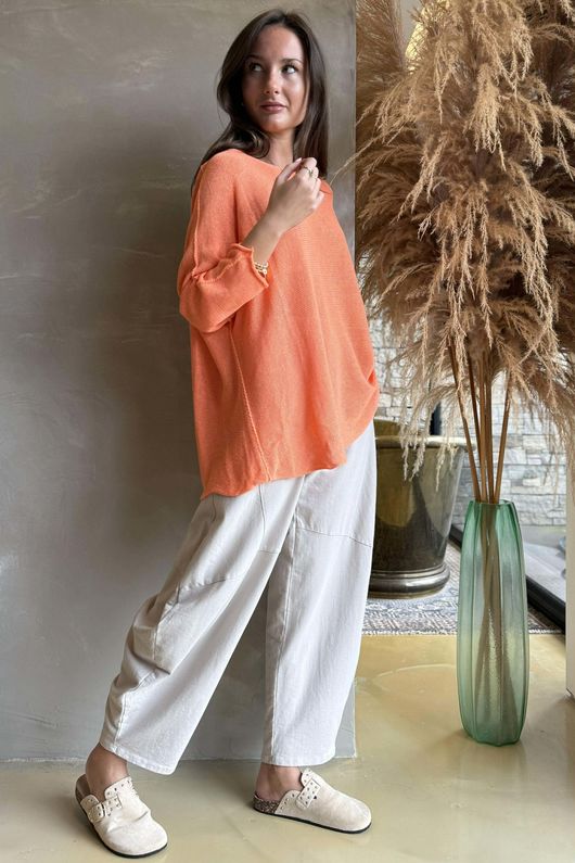 Conrad Slouch Cotton Knit Papaya